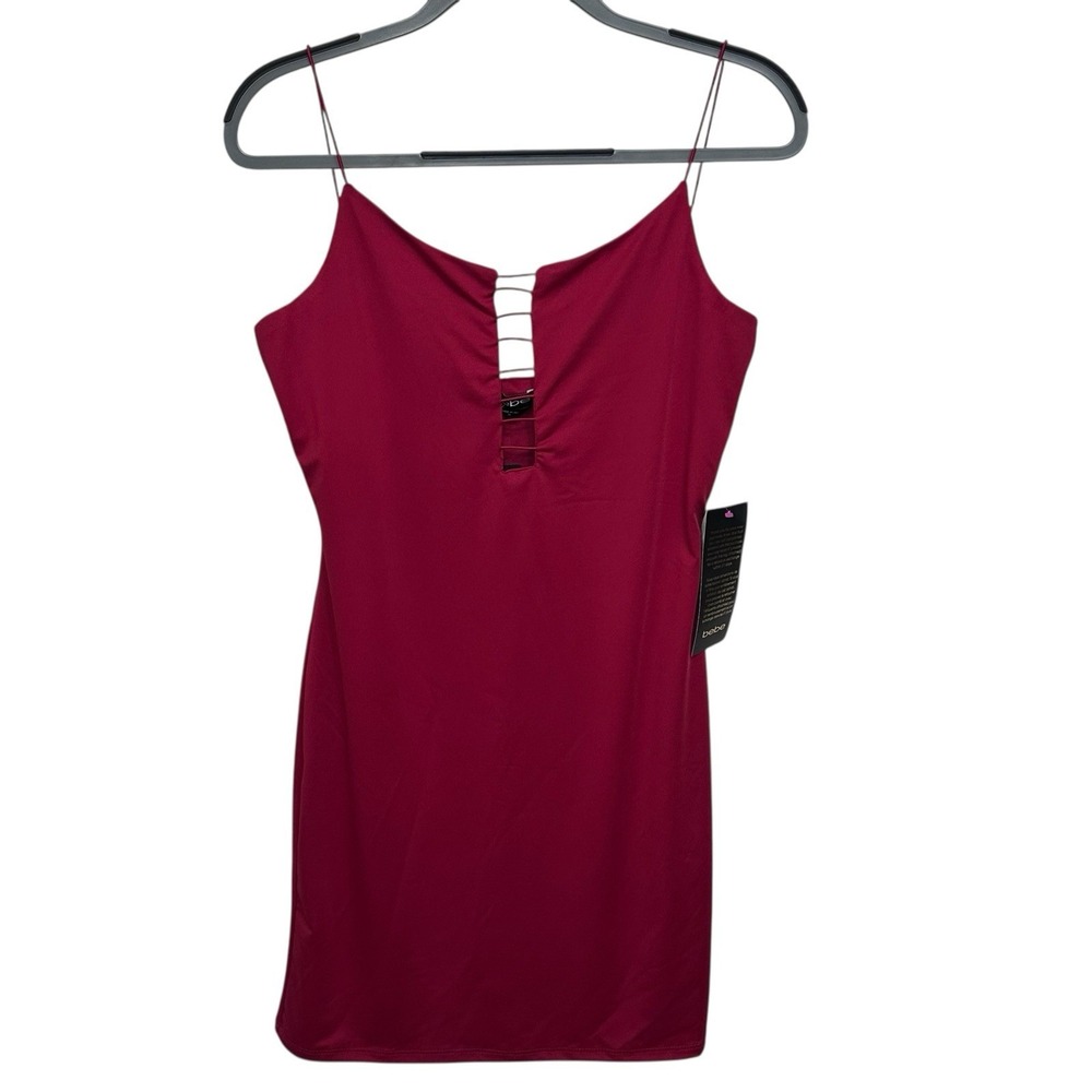 Bebe‎ XL Spaghetti Strap Beautiful Red Bodycon Bandage Dress NWT